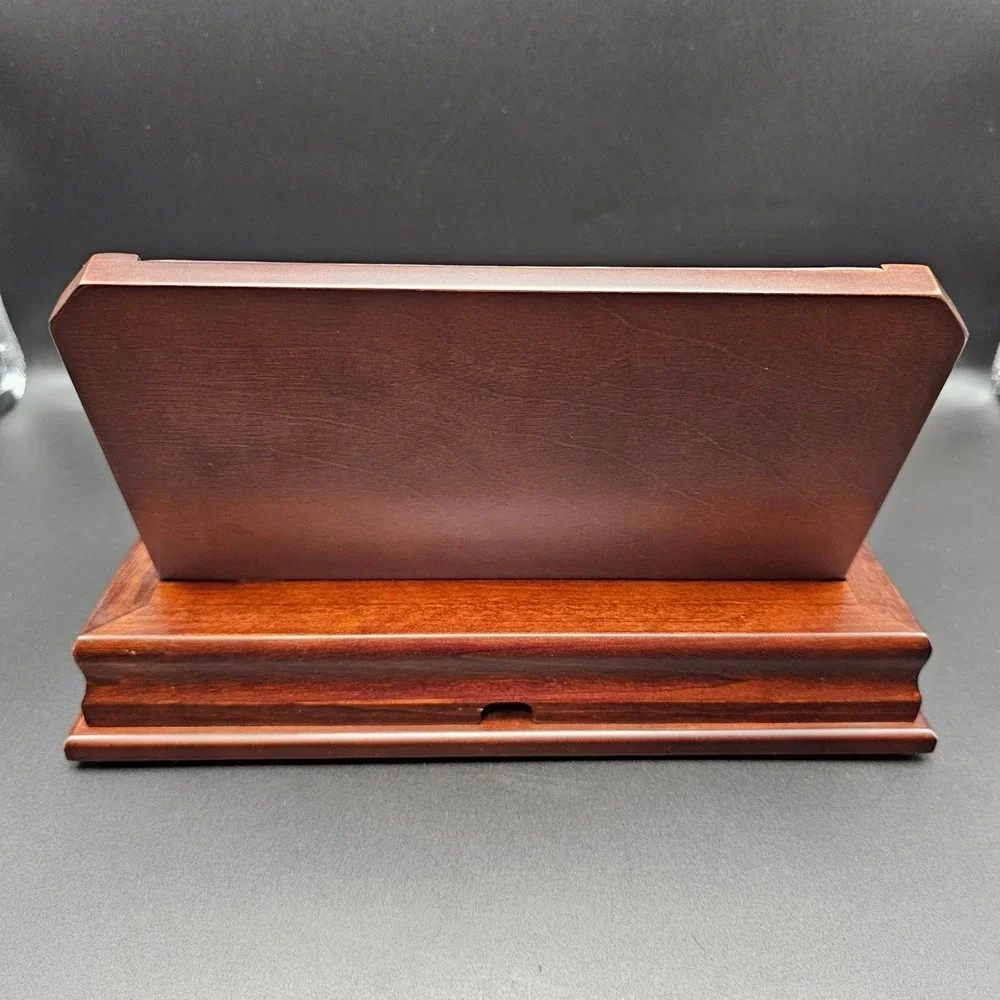 Vintage Pepsi Wall Clock w/ Cherrywood Frame & Matching Tablet/Phone Stand Works